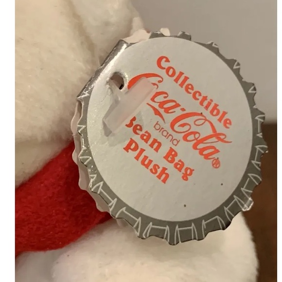 Vintage 1998 Coca-Cola Bean Bag Plush Polar Bear With Red Scarf Collectible Tags - Picture 5 of 12